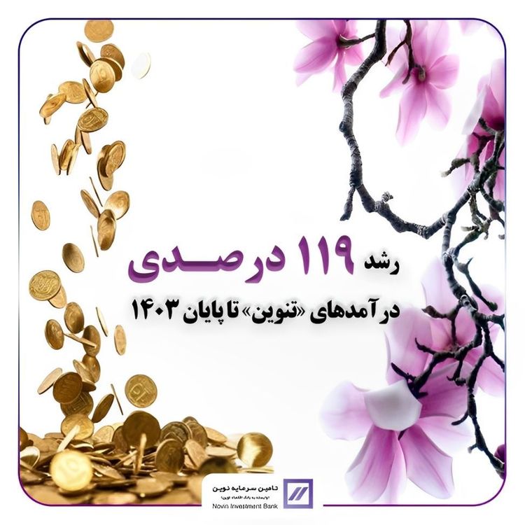 🔻رشد ۱۱۹ درصدی درآمدهای «تنوین» تا پایان سال ۱۴۰۳🔻
